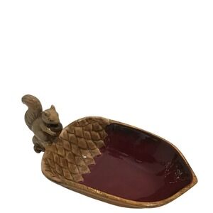 Grasslands Road Acorn Squirrel Ceramic Serving Bowl Dish Autumn Fall Holiday